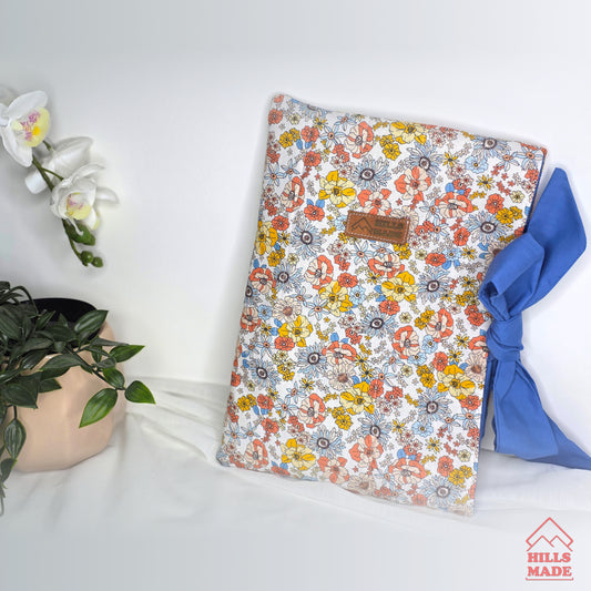 Quilted Bow Book Sleeve - Mixed Flora